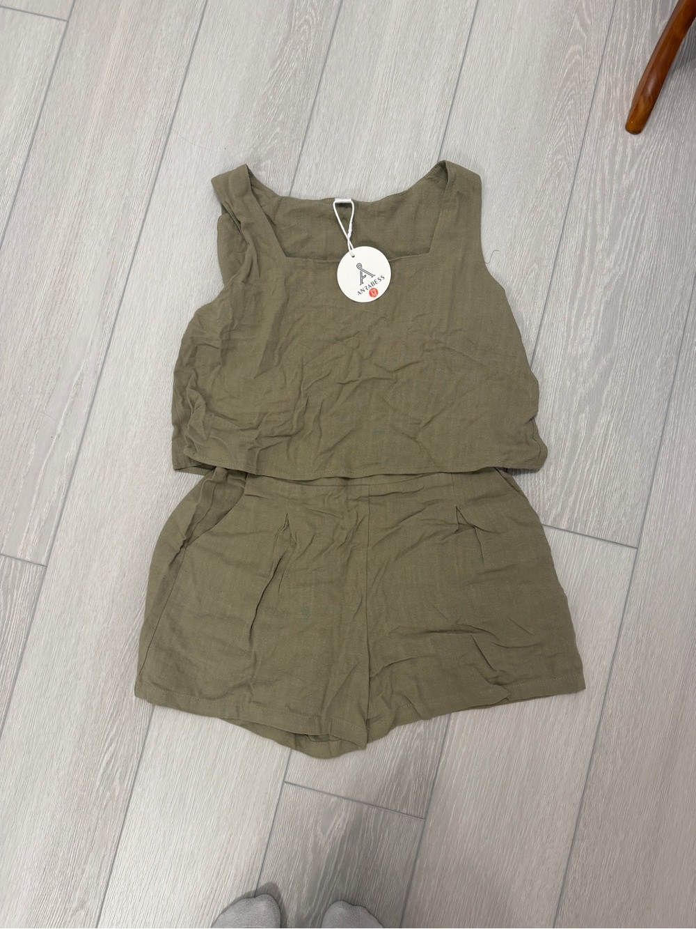 NWT Anrabess Two-Piece Olive Linen Tank & Shorts Set Size M